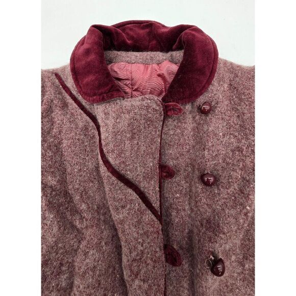 Vintage Rothchild Girls Wool Coat W Velvet Collar & Button Details made in USA - Picture 5 of 12